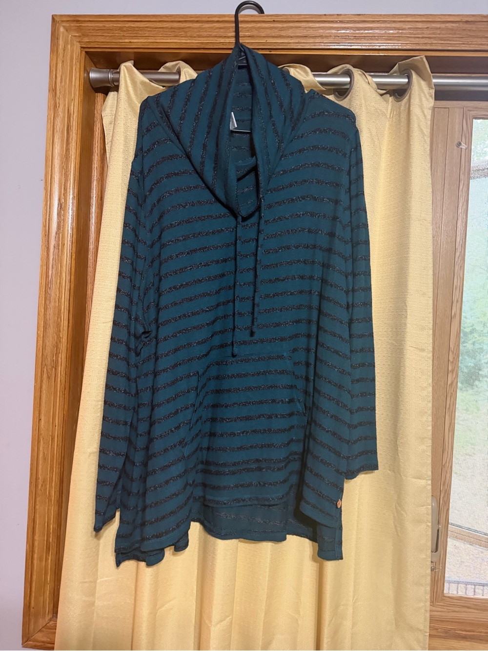 Livi Active Teal and Black Striped Hooded Pullover